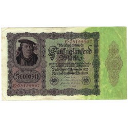 50 000 mark, Reichsbanknote, 1922, séria E, Nemecko, VG