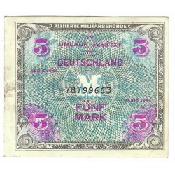 5 mark, 1944, funf mark, Nemecko, VG