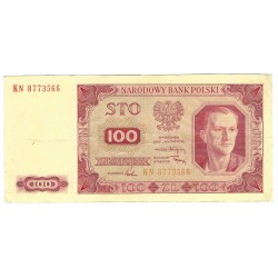 100 zlotych, 1948, séria KN, Narodowy Bank Polski, Poľsko , VG
