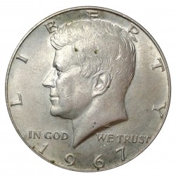 1967 half dollar, Kennedy, striebro, USA