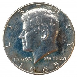1965 half dollar, Kennedy, striebro, USA