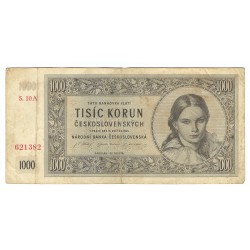 1 000 Kčs 1945, S. 10 A, bankovka, Československo, VG