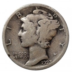 1923, dime, Mercury, striebro, USA