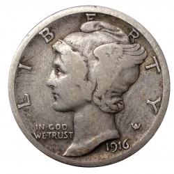 1916 dime, Mercury, striebro, USA