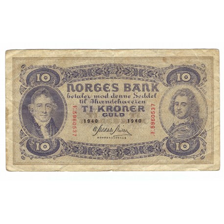 10 kroner, 1940, E, Dánsko, VG