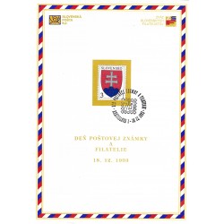 18. 12. 1993 - Slovenský štátny znak, NL 3, číslovaný nálepný list