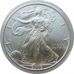 2005 silver dollar, 1 OZ. fine silver, investičná minca, striebro, USA