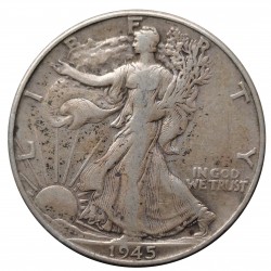 1945 half dollar, Walking Liberty, striebro, USA