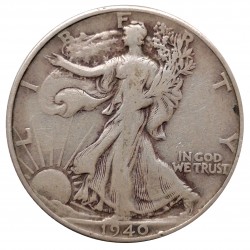 1940 half dollar, Walking Liberty, striebro, USA