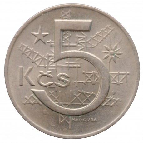 5 koruna 1974, c - tenká číslica 4, Československo 1960 - 1990