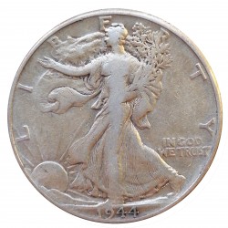 1944 half dollar, Walking Liberty, striebro, USA
