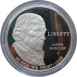 1993 S dollar, James Madison - Bill of Rights, Ag, PROOF, USA