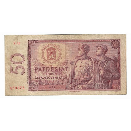 50 Kčs 1964, K 08, "partizáni", STC Praha, Československo, VG