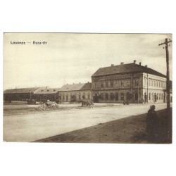 Losoncz - Buza-tér (Lučenec, námestie), čiernobiela pohľadnica
