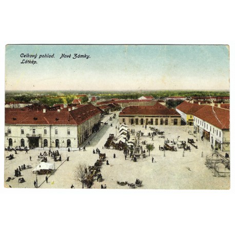 1929 - Celkový pohľad. Nové Zámky, kolorovaná pohľadnica, Československo