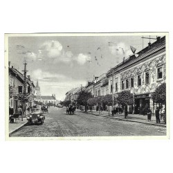 1933 - Prešov. Masaryková ul., rotoražec, čiernobiela fotopohľadnica, Československo