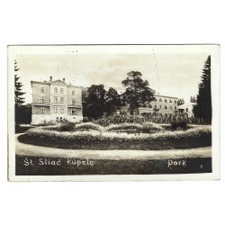 1930 - Št. Sliač Kúpele, park, čiernobiela fotopohľadnica, Československo