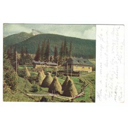 1929 - Vysoké Tatry, Tri Studničky a Kriváň, farebná pohľadnica, Československo