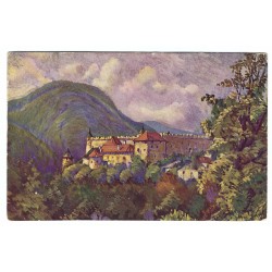 1923 - Zvoleňský zámek, farebná pohľadnica, Československo