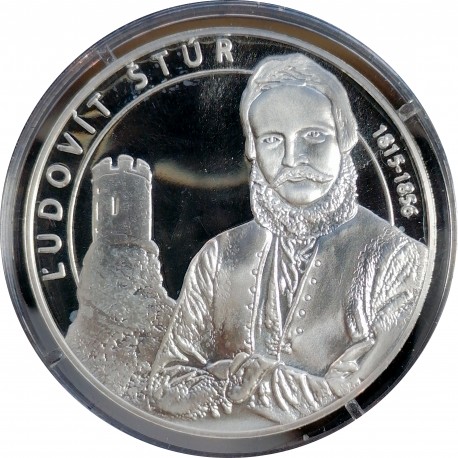 2015 - Ľudovít Štúr, AR medaila, 999/1000, punc, 20 g, PROOF, certifikát, Slovenská republika