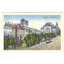 1928 - Košice, Hlavná ulica, maľovaná pohľadnica, Československo