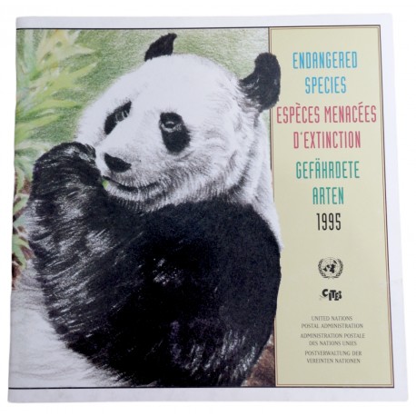 Endangered Species 1995, Annual Collection, kniha so známkami, ohrozené druhy zvierat, OSN