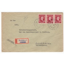 31. X. 1940 Bratislava, doporučene, celistvosť, Slovenský štát
