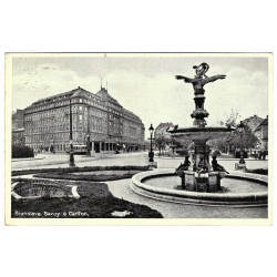 1935 - Bratislava, Savoy a Carlton, čiernobiela fotopohľadnica, Československo