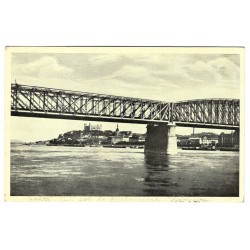 1933 - Bratislava, Dunajský most, čiernobiela fotopohľadnica, Československo