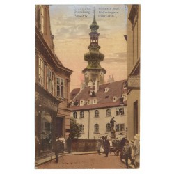 1931 - Bratislava, Michalská ulica, kolorovaná pohľadnica, Československo