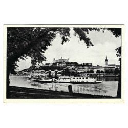 1934 - Bratislava, pohľad na Dunaj, čiernobiela fotopohľadnica, Československo