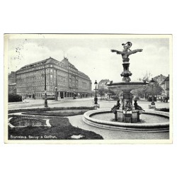 1934 - Bratislava, Savoy a Carlton, čiernobiela fotopohľadnica, Československo