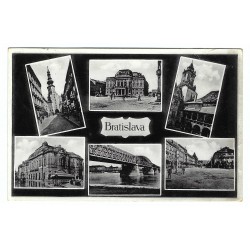 1933 - Bratislava, čiernobiela viacokienková fotopohľadnica, Československo