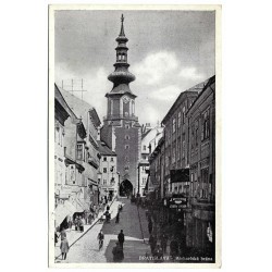 1936 - Bratislava, Michaelská brána, čiernobiela fotopohľadnica, Československo