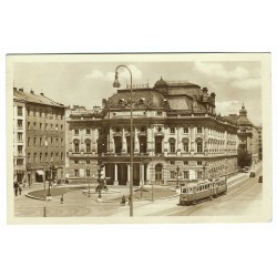 1953 - Bratislava - Slov. národné divadlo, rotoražec, čiernobiela fotopohľadnica, Československo