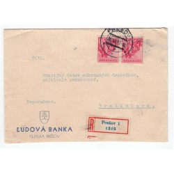 26. VI. 1941 Prešov, doporučene, celistvosť, Slovenský štát
