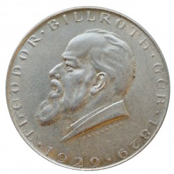 1929 - 2 schilling, Dr. Theodor Billroth, Ag 640/1000, 12,00 g, Rakúsko