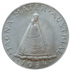 1934 - 5 schilling, Madonna of Mariazell, Ag 835/1000, 15,00 g, Rakúsko