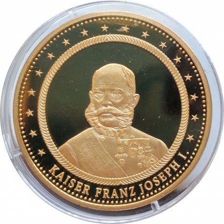 Kaiser Franz Joseph I., pozlátená, AE medaila, PROOF, Rakúsko