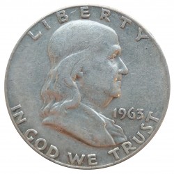 1963 half dollar, Franklin, striebro, USA