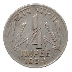 1/4 rupee 1954, Ni, India - Republic, India