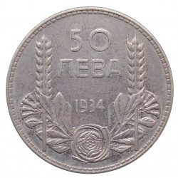 50 leva 1934, Boris III., Ag 500/1000, 10,00 g, Bulharsko