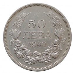 50 leva 1940 A, Boris III., CuNi, Bulharsko