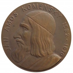 Jan Amos Komenský 1592 - 1670, ONV v Senici, odbor školstva, AE medaila, Československo