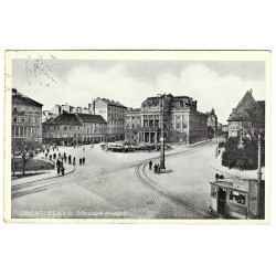1935 - Bratislava, mestské divadlo, čiernobiela fotopohľadnica, Československo