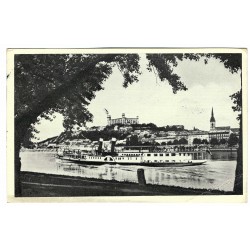 1934 - Bratislava, pohľad na Dunaj, doplatné, čiernobiela fotopohľadnica, Československo