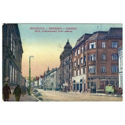 1928 - Bratislava, Hotel, kolorovaná pohľadnica, Československo