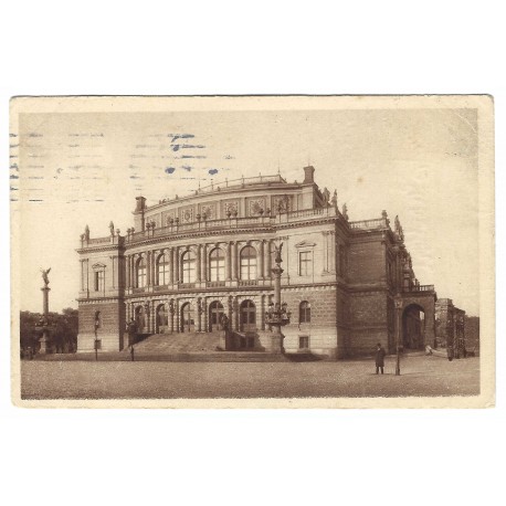 1926 - Praha, budova Nár. zhromáždenia, rotoražec, čiernobiela pohľadnica, Československo