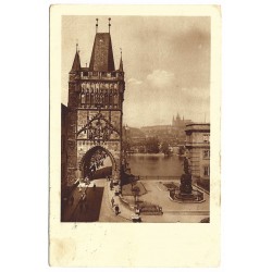 1927 - Praha, Staromestská veža, čiernobiela pohľadnica, Československo