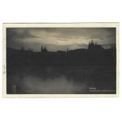 1925 - Praha, večerná nálada, čiernobiela fotopohľadnica, Československo